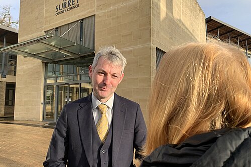 Will Forster outside Surrey County Council 