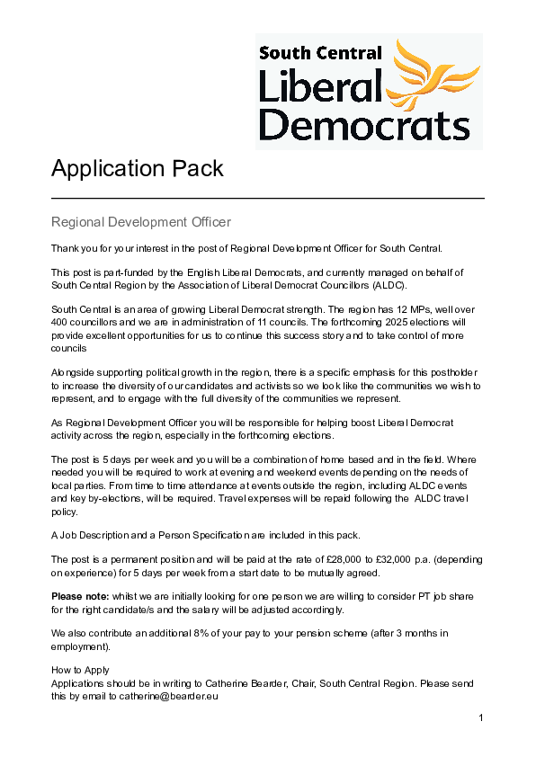 Regional Development Officer application pack