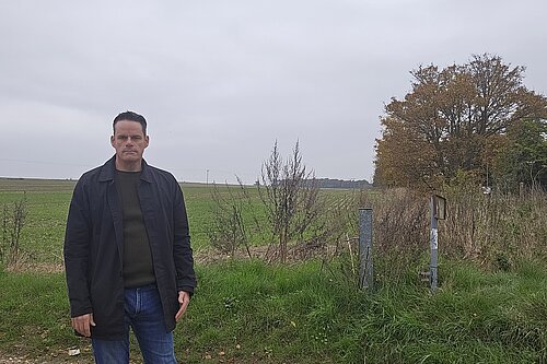 Cllr Gavin James on the site of Manydown future development